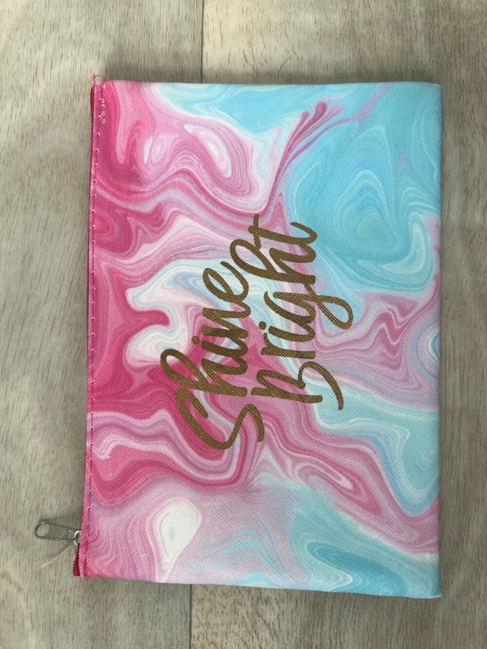 "Shine Bright" Tye-Dye Zippered Pouch